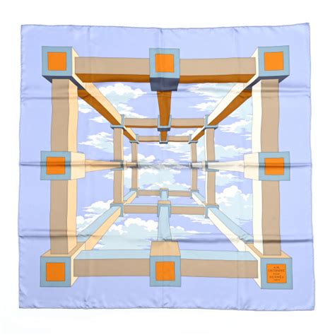 HERMES Silk Perspective II Cassandre Scarf 90 